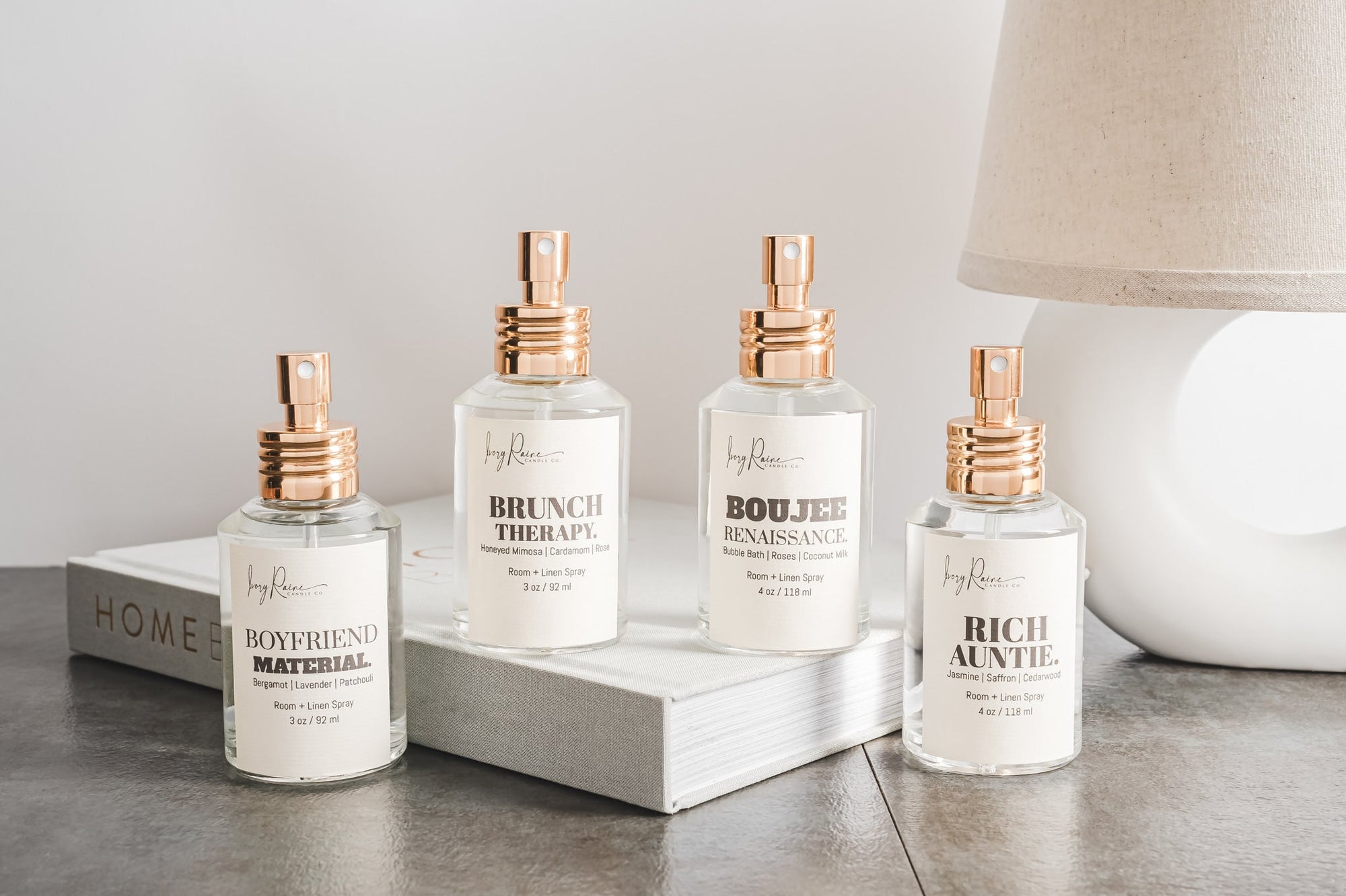 Room & Linen spray collection by Ivory Raine Candle Co.