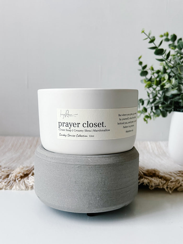 Prayer Closet comforting candle with wood wick by Ivory Raine