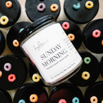 Luxury 8oz wood wick candle that smells like Breakfast Cereal, Lemon, and Vanilla.
