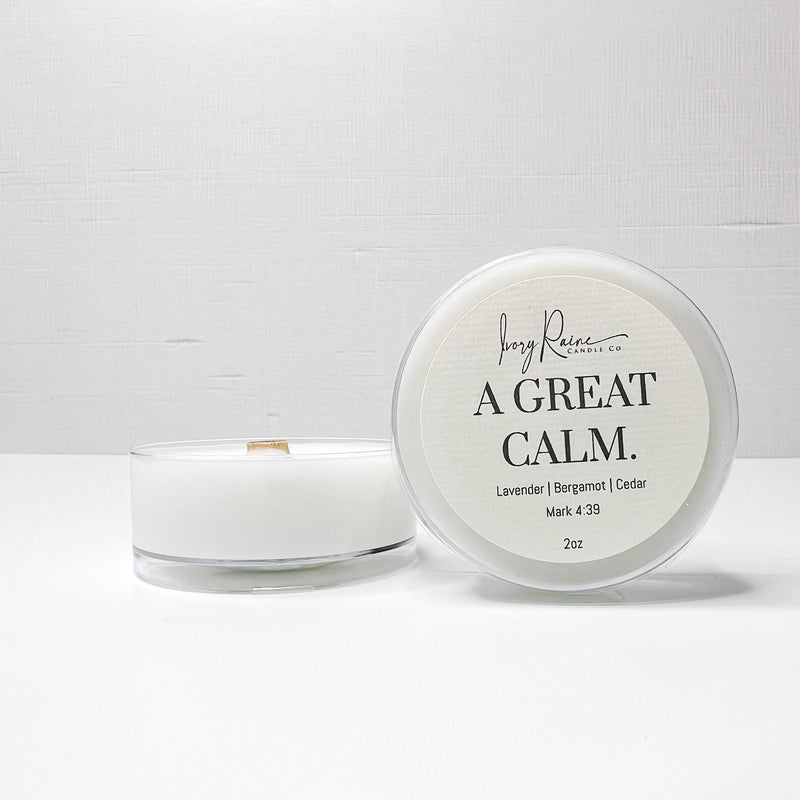 Luxury Jumbo Tealight that smells like Lavender, Bergamot, and Cedar.