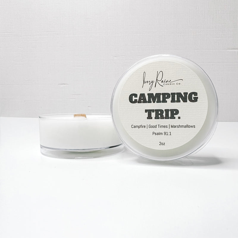 Luxury Jumbo Tealight that smells like Campfire, Good Times, and Marshmallows.