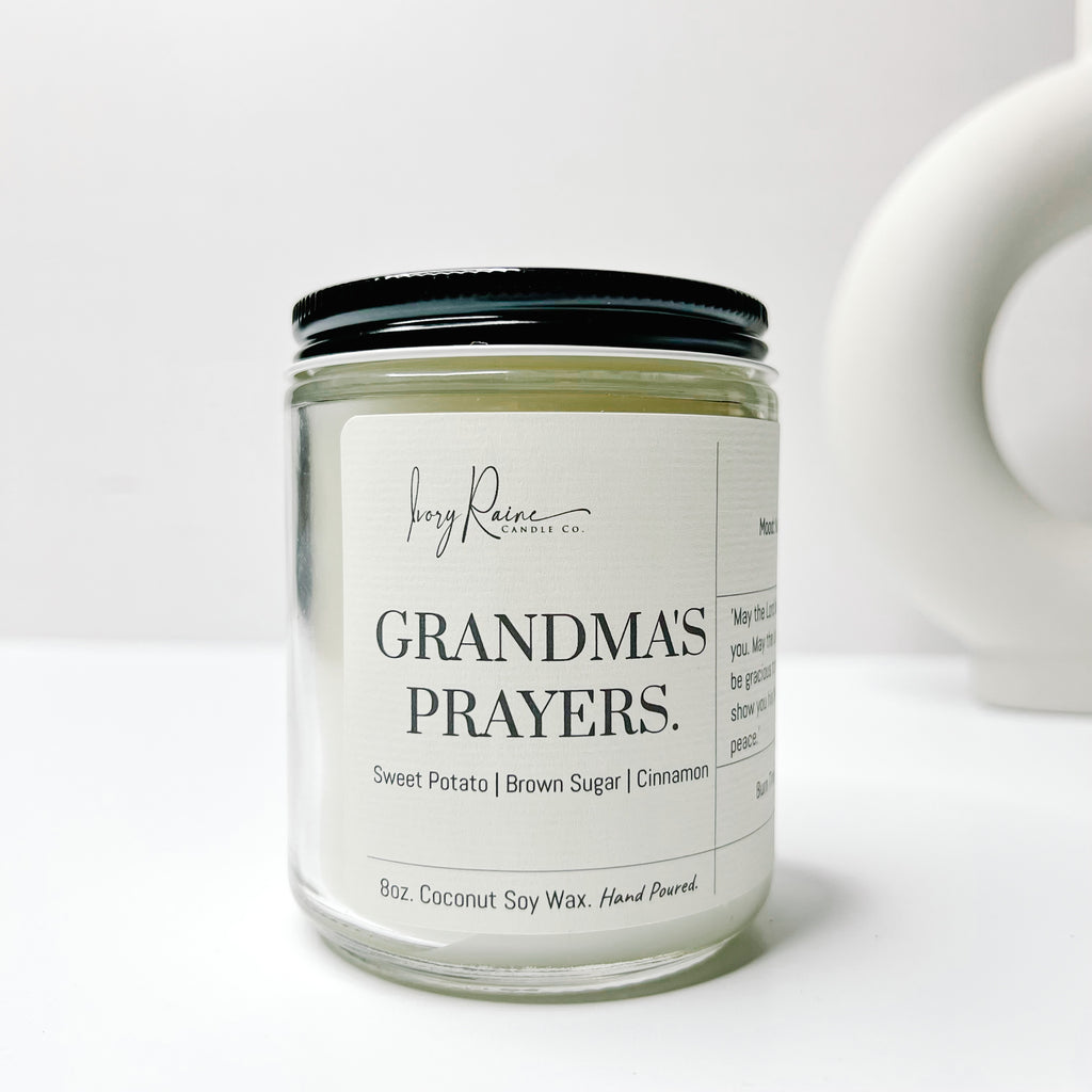Luxury 8oz wood wick candle that smells like Sweet Potato, Brown Sugar, and Cinnamon.